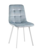 Стул Chilly велюр серо-голубой ножки белые. Фото №1
