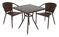 Комплект кофейный CAF? (стол, арт. C008 и 2 стула, арт. C002), цвет каркаса черный, цвет плетения кофейный, цвет столешницы черный фото Комплект кофейный CAF? (стол, арт. C008 и 2 стула, арт. C002), цвет каркаса черный, цвет плетения кофейный, цвет столешницы черный. Фото №1