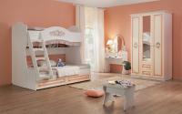 Компоновка №6 Алиса (Кровать 2-х ярусная/ Трюмо/ Пуф) + шкаф фото Компоновка №6 Алиса (Кровать 2-х ярусная/ Трюмо/ Пуф) + шкаф