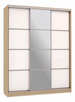 Бассо 2-600 с зеркалом (полки слева) дуб сонома/белый фото Бассо 2-600 с зеркалом (полки слева) дуб сонома/белый