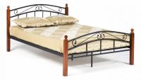 Кровать AT-8077 Wood slat base дерево гевея/металл, 140*200 см (Double bed), красный дуб/черный
