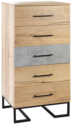 Комод с 5 ящиками Loft Дуб натур/Бетон. Фото №4