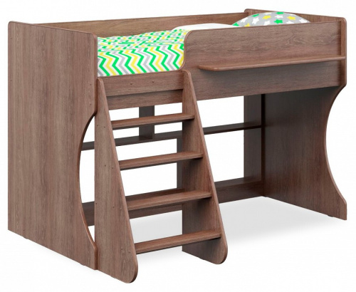 Кровать-чердак Р436 Капризун 2, древесина коричневая светлая дуб. Фото №1