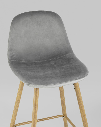 Стул барный Валенсия велюр серый ножки цвет дерево. Фото №9