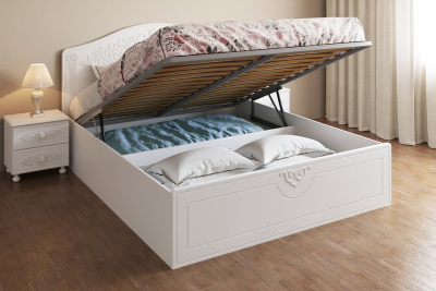 кровать АС-30 (1600*2000) Ассоль с ламелями и п/м белое дерево. Фото