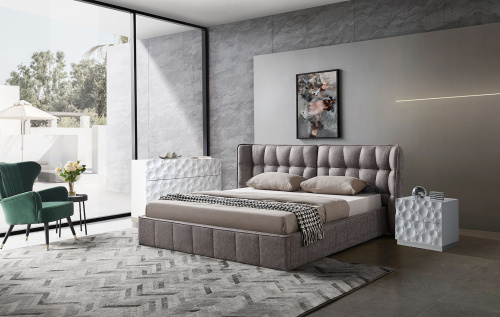 Кровать HUSK 8705 темно-бежевая с ящиком для белья. Фото №4