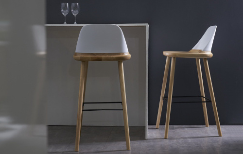 Барный стул BS-S123A белый/бук. Фото №4