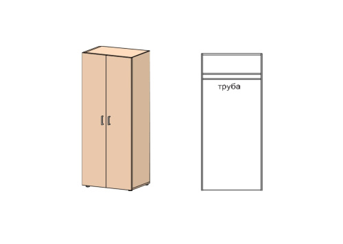 Гардероб гл. 622 мм с задней стенкой ДСП 18мм, широкий Европа Лайт. Фото №1