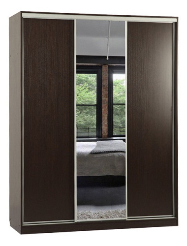 Шкаф-купеБассо 1-600* (полкиСлева) венге. Фото №1