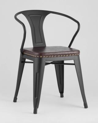 Стул TOLIX ARMS SOFT с подлокотниками черный матовый. Фото №3