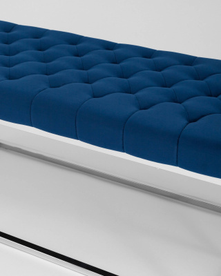 Банкетка ИНСИГНИЯ велюр синий сталь серебро. Фото №5