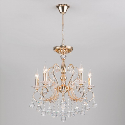 Подвесная люстра Eurosvet Collana 10096/5 золото/прозрачный хрусталь Strotskis. Фото №2