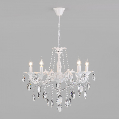 Подвесная люстра Eurosvet Veletta 10108/5 белый/прозрачный хрусталь Strotskis фото Подвесная люстра Eurosvet Veletta 10108/5 белый/прозрачный хрусталь Strotskis. Фото №2