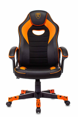 Кресло игровое Zombie GAME 16 черный/оранжевый текстиль/эко.кожа крестовина пластик. Фото