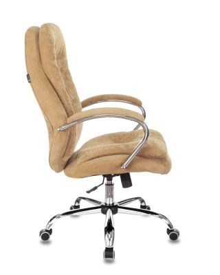 Кресло руководителя Бюрократ T-9950SL Fabric горчичный Velvet 73 крестовина металл хром. Фото №5