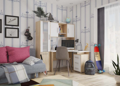 Лайт-2 Стол компьютерный 1200 угловой дуб сонома/белый фото Лайт-2 Стол компьютерный 1200 угловой дуб сонома/белый. Фото №2