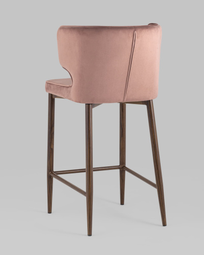 Стул полубарный Матео велюр пыльно-розовый ножки дерево. Фото №7