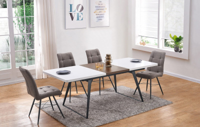 Стол DT-93B белый матовый/орех. Фото №4