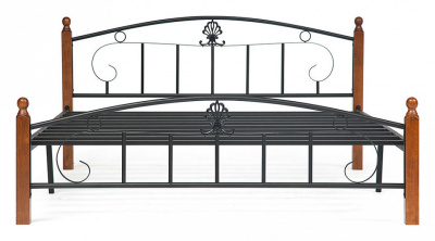 Кровать РУМБА (AT-203)/ RUMBA дерево гевея/металл, 120*200 см (middle bed), красный дуб/черный. Фото