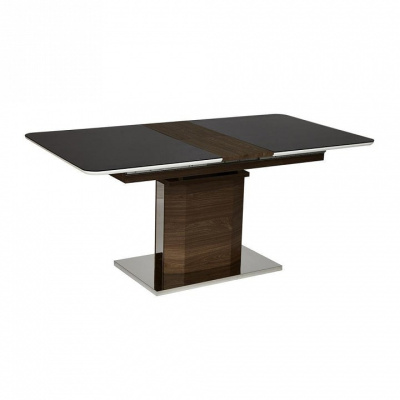 Стол RADCLIFFE( Mod. EDT-VG002) мдф high glossy, закаленное стекло, 120/150x80x75, коричневый, стекло черное. Фото