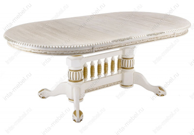 Стол деревянный Кантри молочный с золотой патиной фото Стол деревянный Кантри молочный с золотой патиной. Фото №2