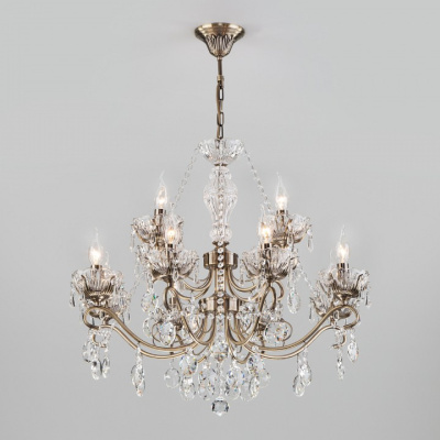 Потолочная люстра Eurosvet Teodore 10103/12 античная бронза/прозрачный хрусталь Strotskis. Фото №2
