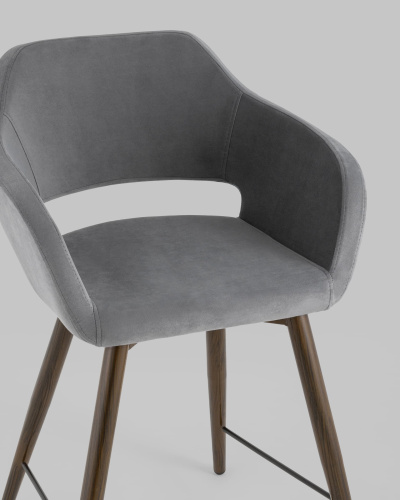 Стул полубарный Саймон велюр тёмно-серый. Фото №9